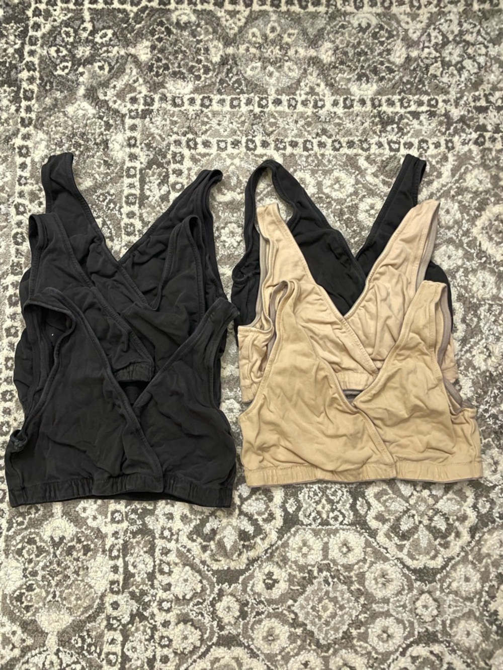 Motherhood Maternity Wrap Nursing Bras - Black and Beige Set